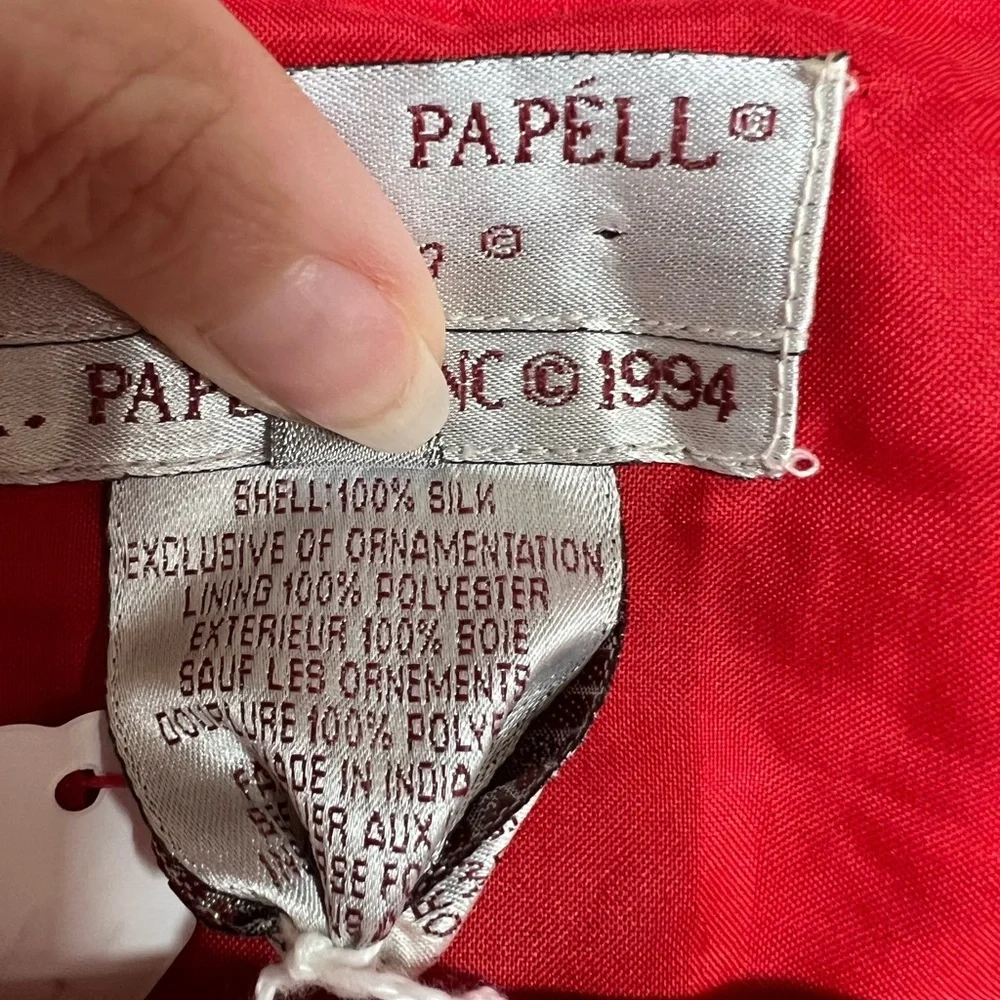 Adrianna Papell 1994 Vintage Red and Black Beaded Blazer with Embroidery - Picture 7 of 8